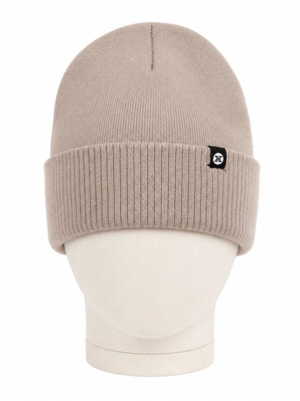 Men's Neutral Beige Knit Cuff Beanie - Brand Unspecified